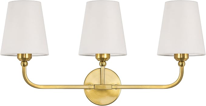 Bathroom Vanity Light, Brushed Gold Bathroom Light Fixtures, 3-Light Lighting by Kvhiiw