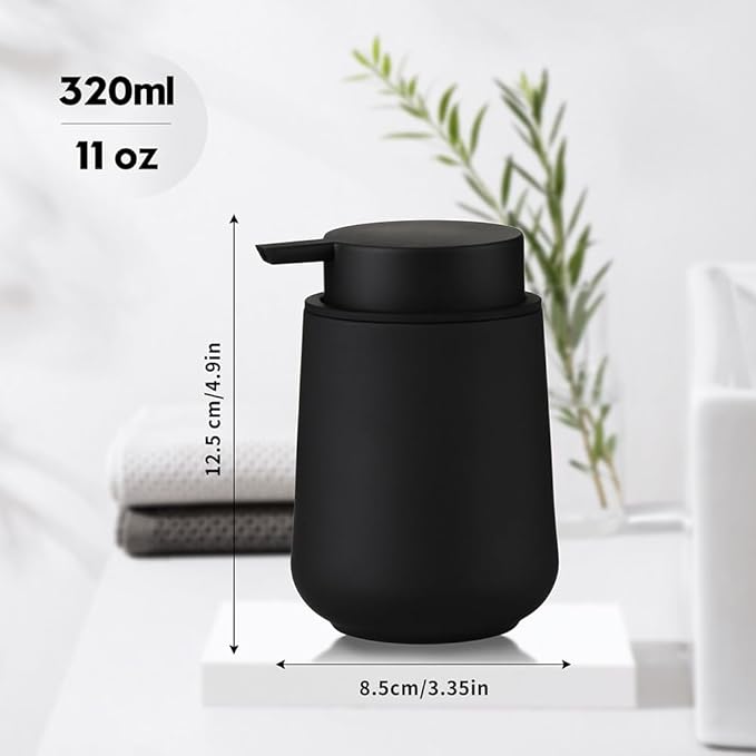 Matte Black Liquid Hand Soap Dispenser Plastic 11 oz - Image 4