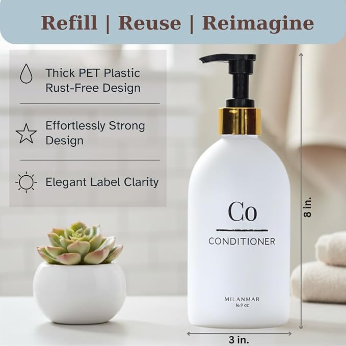 Shampoo & Conditioner Shower Dispenser Set, Pearl White - Image 3