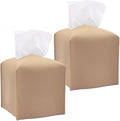 HOMOTEK 2 Pack Tissue Box Cover, Square PU Leather Tissue Holder, Decorative by HOMOTEK