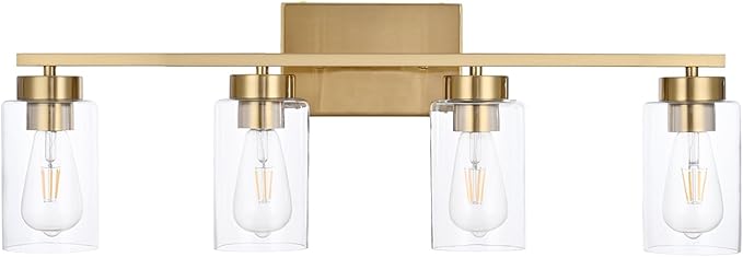 4 Light Bathroom Vanity Light Fixtures, Brushed Brass Modern Wall Lights - Image 2
