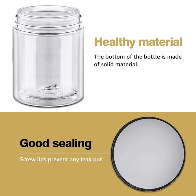 8oz Plastic Jars with Lids 8 oz Plastic Containers with Lids + 20g Sample - Image 5
