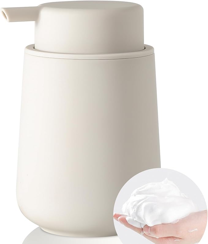 Matte Beige Foaming Hand Soap Dispenser Plastic 11 oz by KellyHome