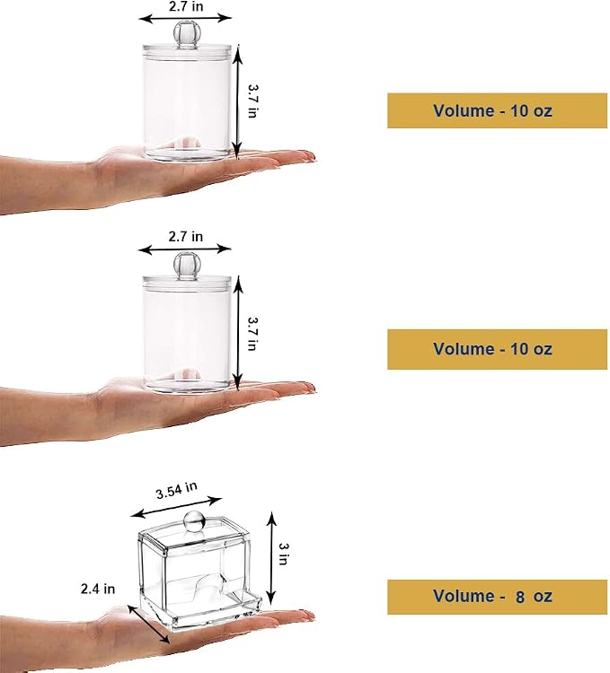 Swab Holder Canisters with Lid, Bathroom Qtip Dispenser Apothecary Jars - Image 3
