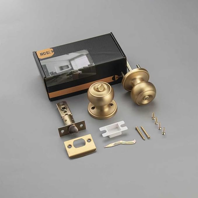 3 Pack Gold Door Knobs for Privacy, Brass Door Knob Interior for Bath & Bedroom - Image 3
