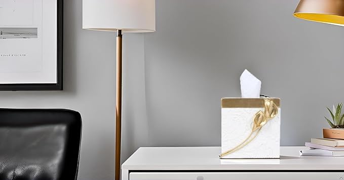 Hymmah Modern Square Tissue Box Cover Holder, Bathroom Accessories Decor Unique - Image 8
