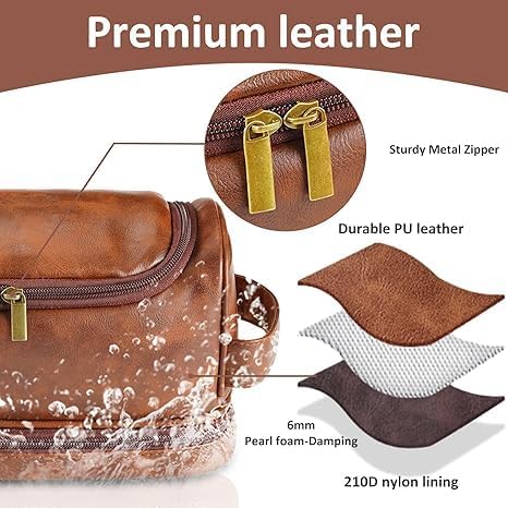 Personalized Leather Toiletry Bag - Image 2