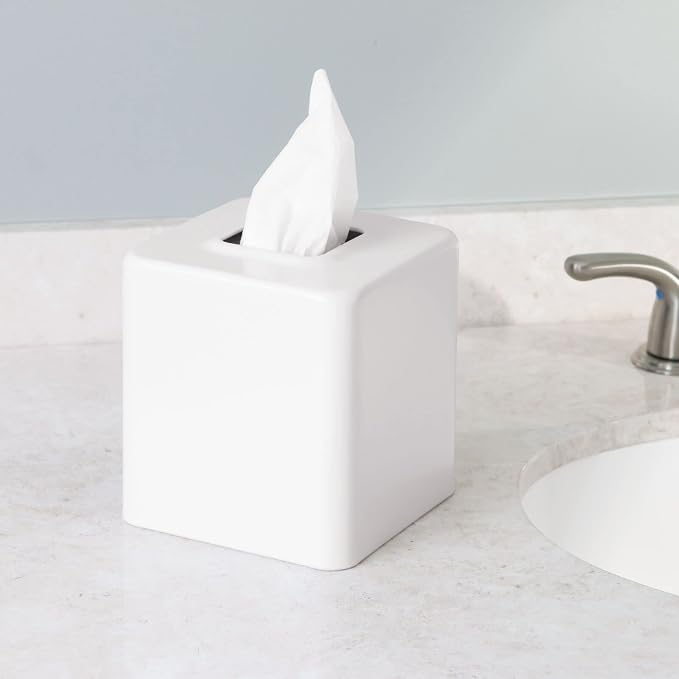 mDesign Steel Square Tissue Box Cover, Modern Facial Paper Holder - Image 2