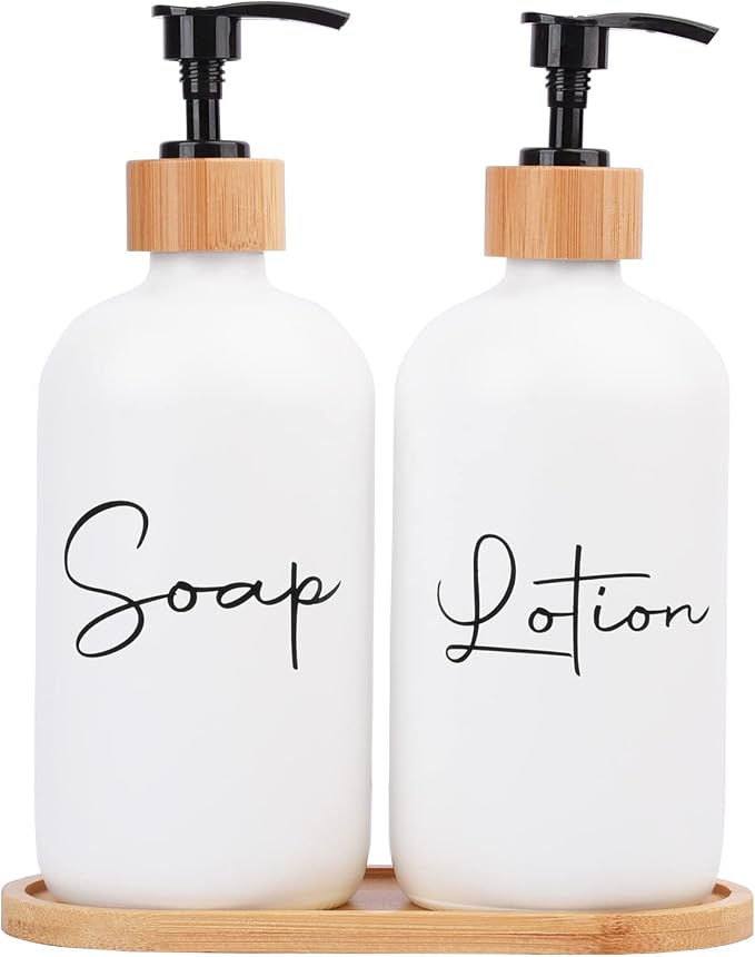 17 oz Hand Soap Dispenser Empty Glass Lotion Pump Bottles, Refillable Liquid by UUJOLY