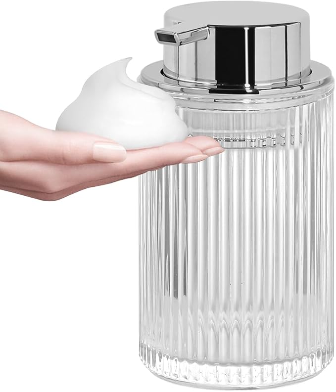 Foaming Soap Dispenser, 12 Oz Thick Glass Foam Hand Soap Dispenser, Refillable by Tonxus