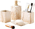 Bathroom Accessories Set 4 Pieces Toothbrush Holder Soap Dispenser Ceramic by RQYIXI