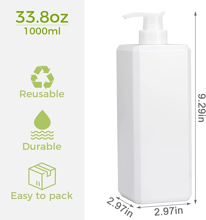 Suream 33.8 oz Refillable Pump Dispenser Bottle, Body Soap, Hand Soap, - Image 4