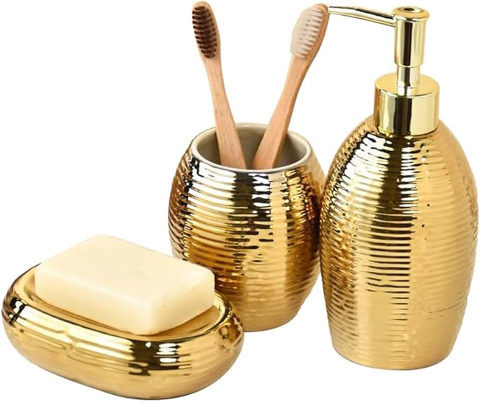 Gold Bathroom Accessory Set by SATUBROWN