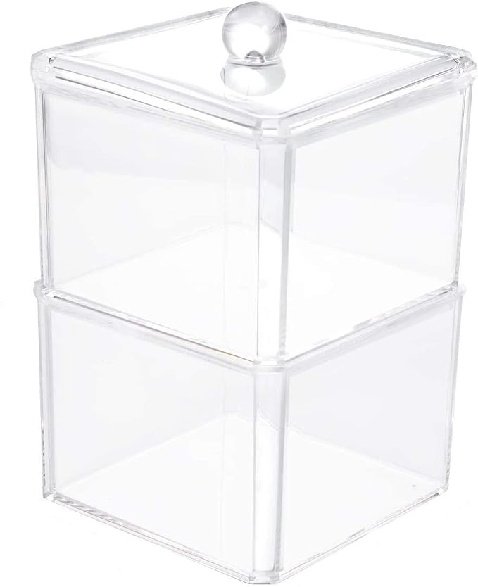 Square Acrylic Cotton Ball Pads Gauze Swab Holder Organizer Q-tip Dispenser by KWCollection