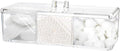 Qtip Holder Dispenser for Cotton Balls, Floss Picks, 3 Compartments Clear by Anberky