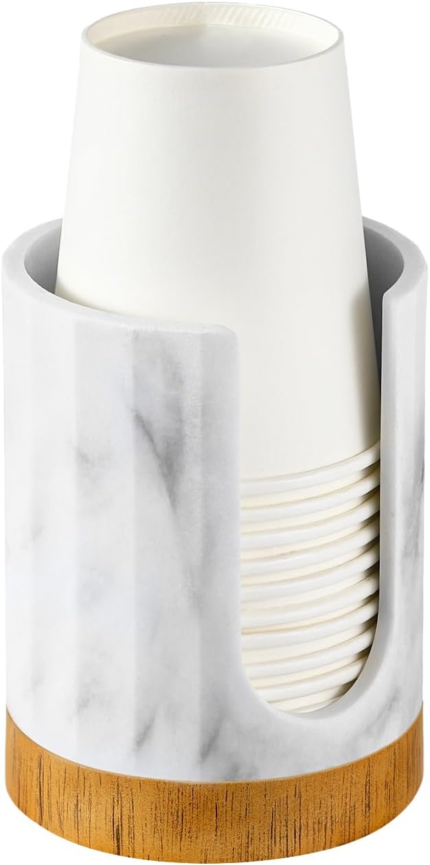 Luxspire Dixie Cup Dispenser, 5-7oz Bathroom Cup Dispenser, Marble Resin Dixie by Luxspire