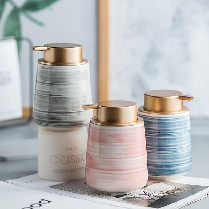 Modern Striped Style Gold Soap Dispenser - Image 7