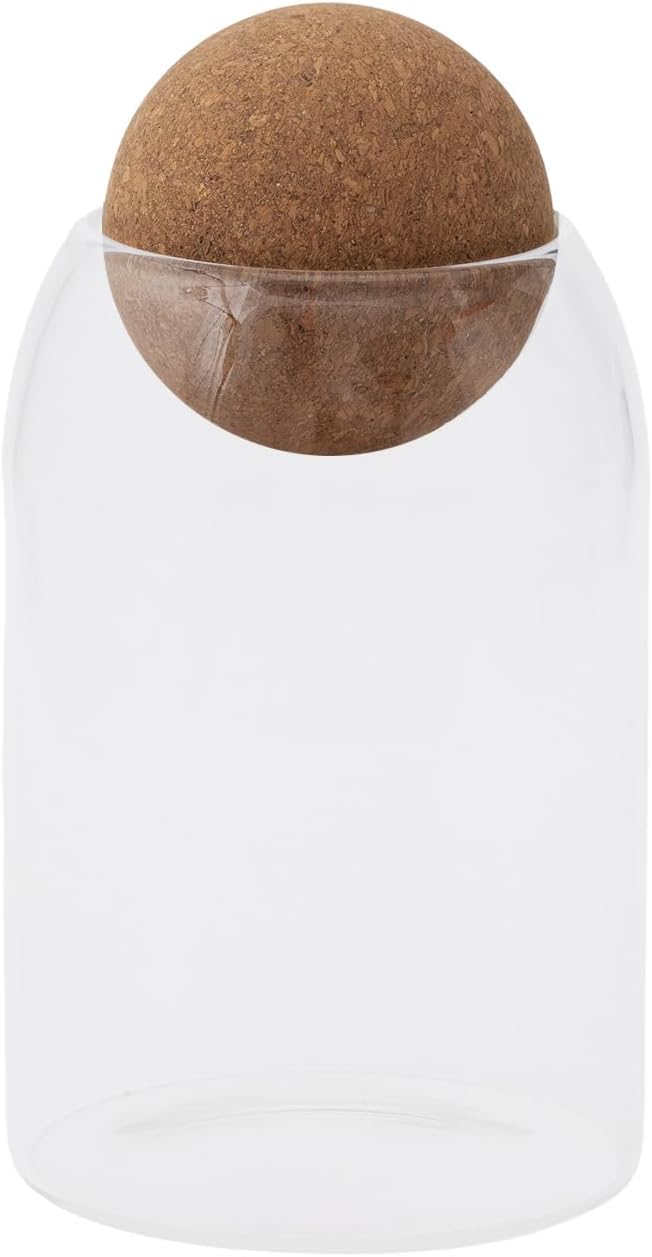1 Pack 6.69 In Glass Storage Container, Ball Cork Jar Decorative Organizer by Unknown
