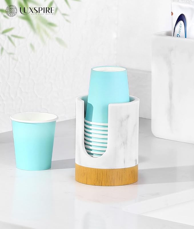 Luxspire Bathroom Cup Dispenser, 3oz Dixie Cup Dispenser, Marble Resin Dixie - Image 6