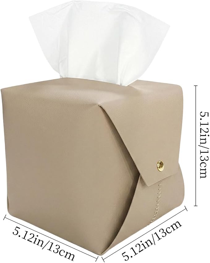 Tissue Box Cover Square, Leather Tissue Holder Organizer - Image 3