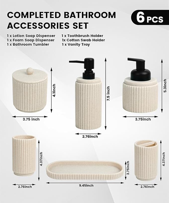 Beige Bathroom Accessory Set - Image 8