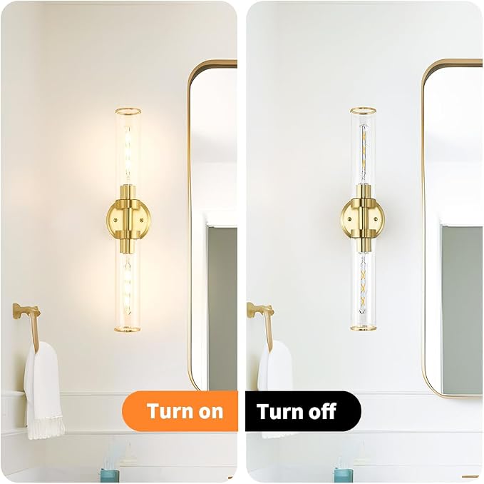 Antique Gold Wall Sconces Set of 2, Modern Bathroom Vanity Lights - Image 7