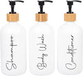 Glass Shampoo and Conditioner Pump Bottles Soap Dispenser Bamboo Pump Head by UUJOLY
