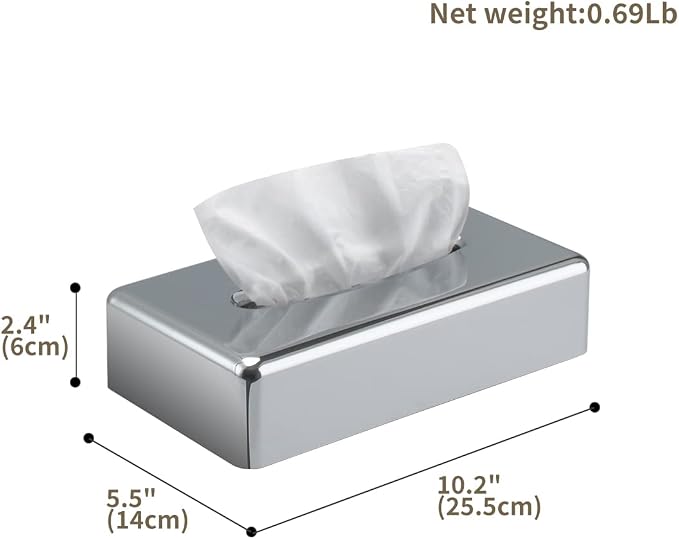 Tissue Box Cover, Rectangular Mirror Wall Mounted Facial Paper Holder Dispenser - Image 3