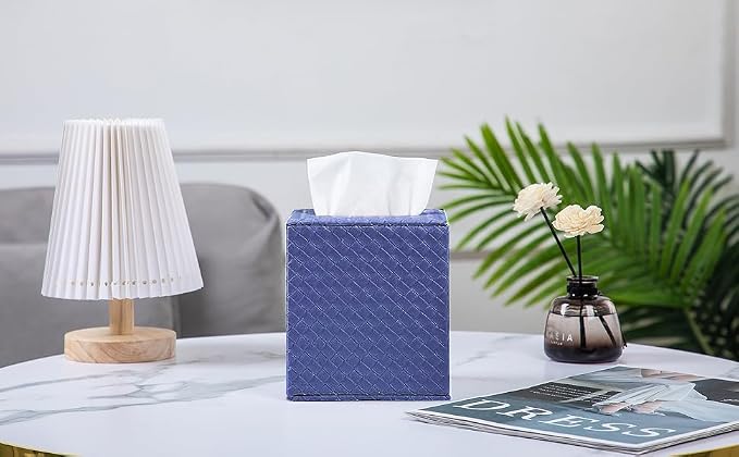 Blue Tissue Box Cover, Tissue Box Cover Square, Tissue Holder - Image 3