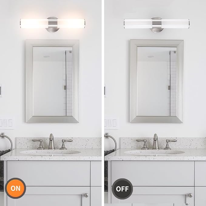 Brushed Nickel Wall Sconces Set of 2, Modern Bathroom Sconces - Image 5