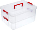 BTSKY 2 Layer Stack & Carry Box, Plastic Multipurpose Portable Storage by BTSKY