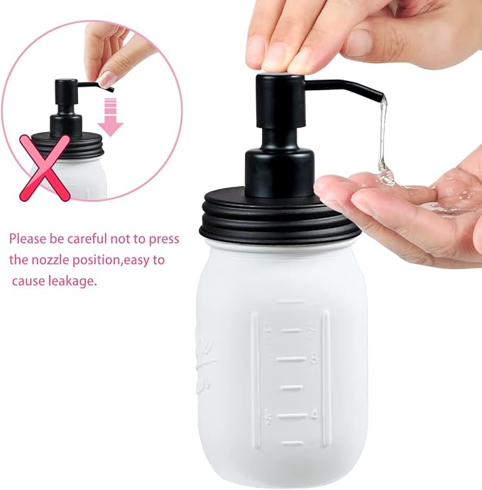 Amolliar Mason Jar Bathroom Accessories Set—White Retro Lotion Soap Dispenser & - Image 4