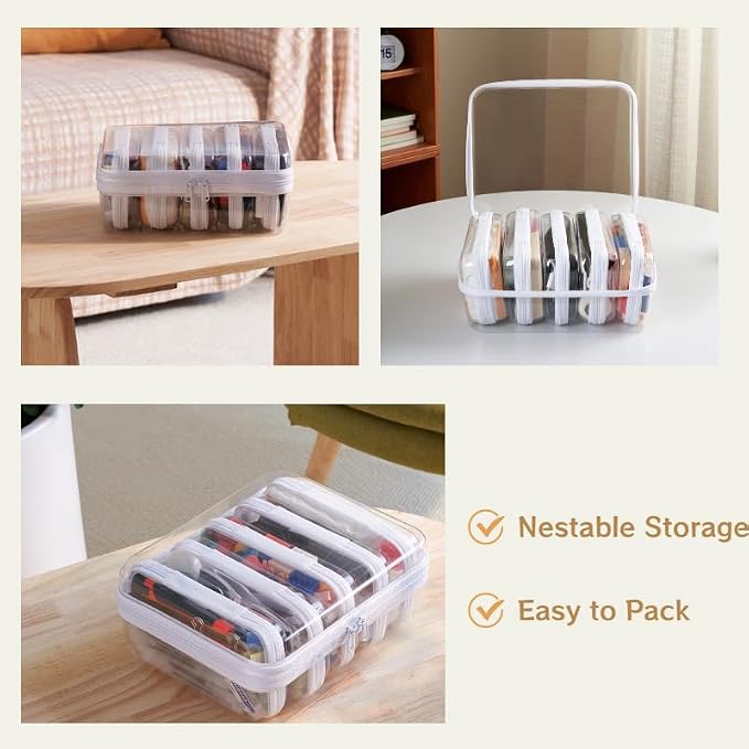 6 pcs Zipper Pouches, Hard Shell Toiletry Bag, Stackable Travel Organizer - Image 3