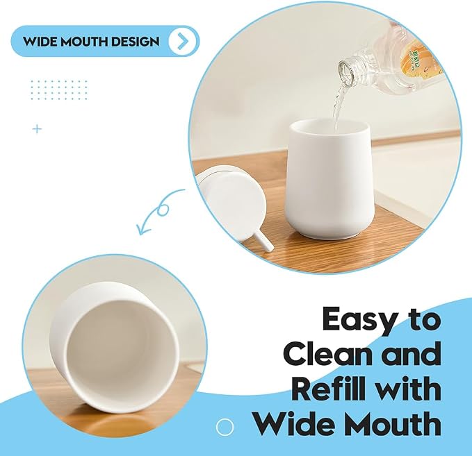 Matte Cream White Liquid Hand Soap Dispenser Plastic 11 oz - Image 6