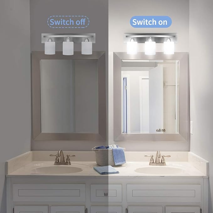 PARTPHONER - Bathroom Vanity Light Fixture - Over Mirror - Modern Glass Shade - - Image 4