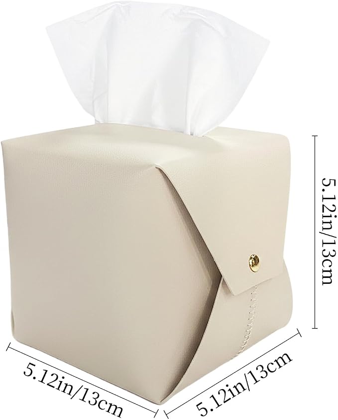 Tissue Box Cover Square, Leather Tissue Holder Organizer - Image 4