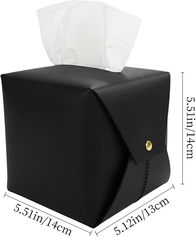 Tissue Box Cover Square, Leather Tissue Holder Organizer - Image 4