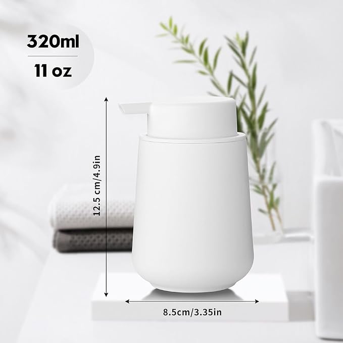 Matte Cream White Liquid Hand Soap Dispenser Plastic 11 oz - Image 4