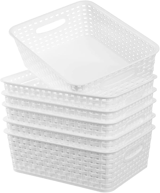 White Plastic Woven Storage Baskets by ZHENFAN