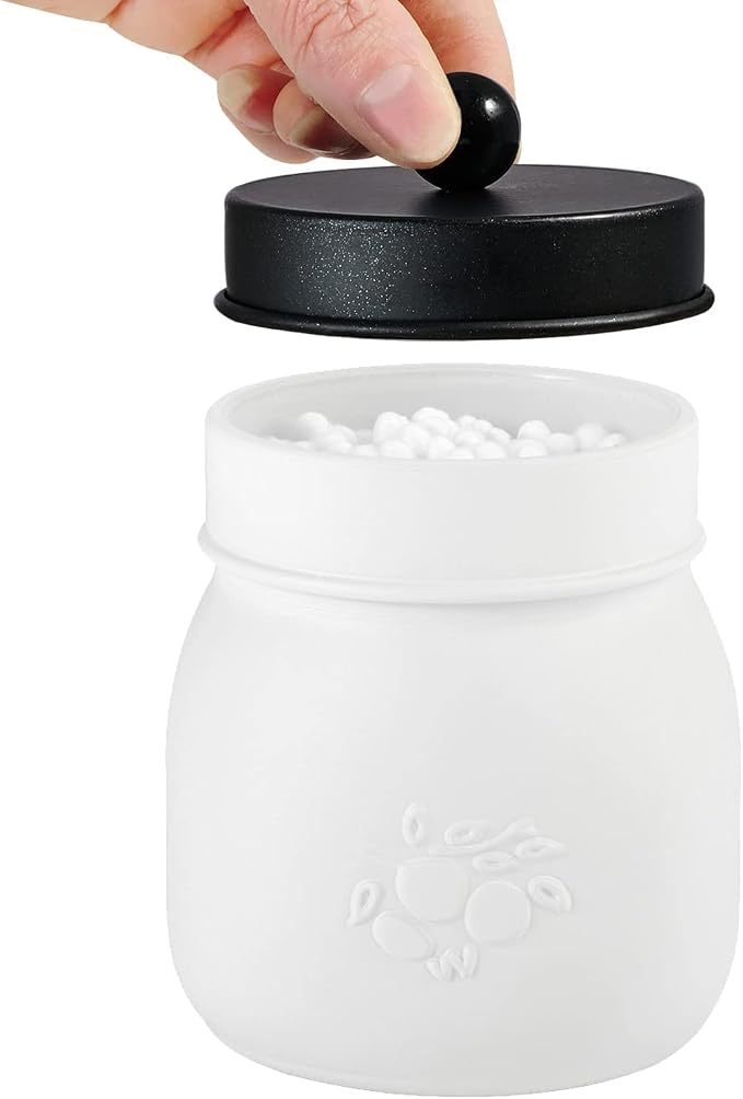 Amolliar Mason Jar Bathroom Accessories Set—White Retro Lotion Soap Dispenser & - Image 5