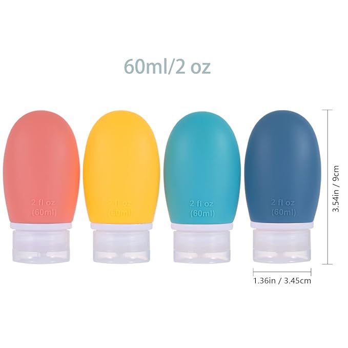 Leak Proof Silicone Travel Bottles, 4 Pack 2oz Liquid Squeezable Refillable - Image 7