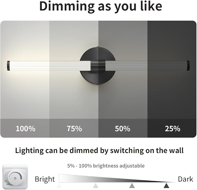 Bathroom Wall Sconces Set of 2 Hardwired Dimmable 5CCT LED Bathroom Light - Image 9