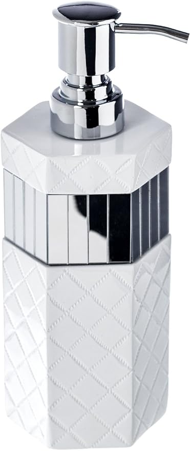 Creative Scents Quilted Mirror White Hand Soap Dispenser by CreativeScents
