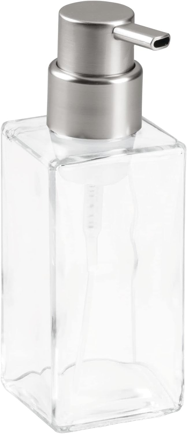 mDesign Glass Refillable Foaming Hand Soap Dispenser Modern Square Pump Bottle - Image 7
