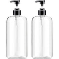 Empty Plastic Pump Bottles Dispenser 2 Pack 32oz/ 1 Liter Portable Clear by Vioetry