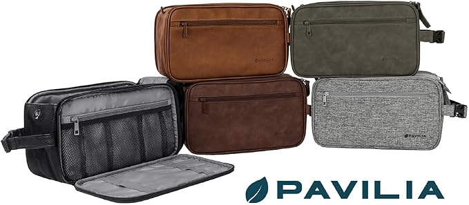 PAVILIA Toiletry Bag for Men, Travel Essentials Shaving Dopp Kit, Mens Travel - Image 7