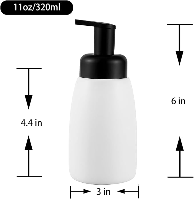 UUJOLY Foaming Hand Soap Dispenser, Ceramic Jar, 2 Pack - Image 6