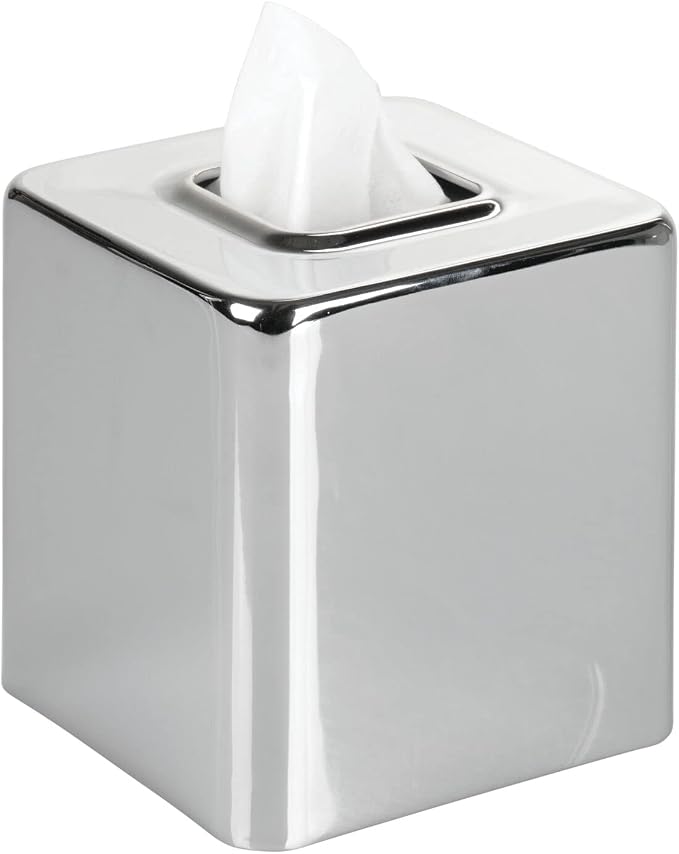 mDesign Metal Square Tissue Box Cover, Modern Facial Paper Holder by mDesign