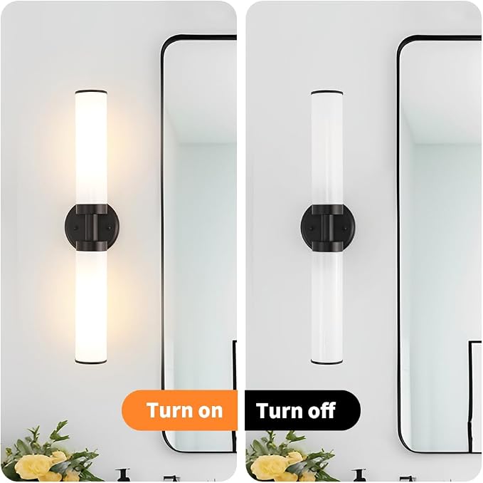 Matte Black Wall Sconces Set of 2, Modern Bathroom Vanity Lights - Image 5
