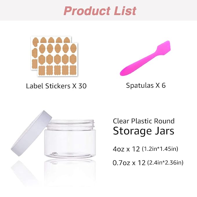 4OZ Slime Containers with Lids + 20 Gram Round Samples Jars- Empty Small - Image 4